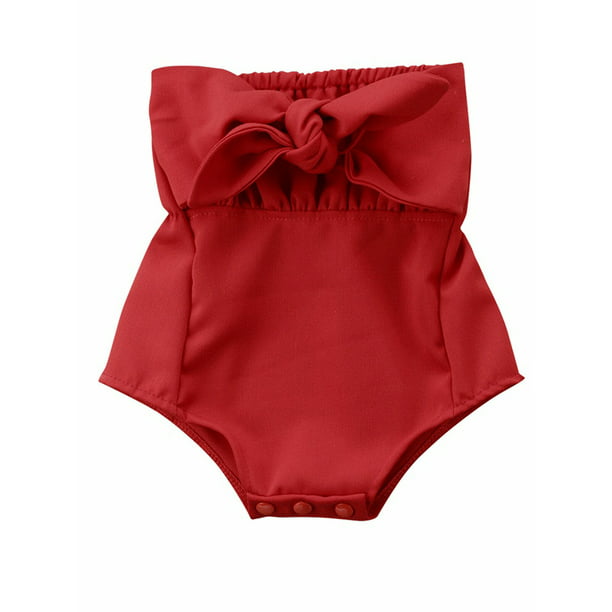 US Infant Baby Girl Clothes Bodysuit Bowknot Romper Outfits Off Shoulder Sunsuit 